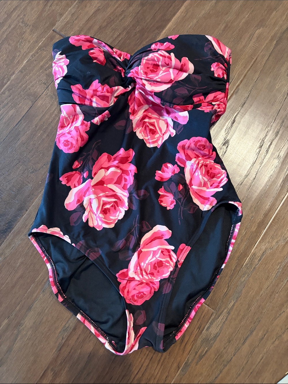 kate spade Black One-Piece Swimsuit with Pink Floral Print
